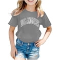 thumbnail image 1 of AJTQTH Kids Summer Stylish Tees Toddler Casual Lightweight Clothes Outfits Boys Girls Unisex Letter Novelty Printed Tshirts Long-Sleeved Round Neck Tops Gray 9 Years, 1 of 2