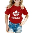 thumbnail image 1 of AJTQTH Tees for Girls Boys Unisex Canada Day Maple Novelty Printed Tshirts Summer Holiday Casual Short-Sleeve Crewneck Tops Shirts Blouses Gift Outfits Clothes Red 4 Years, 1 of 3