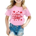 thumbnail image 1 of AJTQTH Canada Day Tees for Girls Boys Unisex Cute Maple Novelty Printed Tshirts Summer Casual Short-Sleeve Crewneck Tops Shirts Blouses Outfits Clothes for Holiday Gift Pink 7 Years, 1 of 3