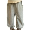 thumbnail image 1 of AJTQTH Casual Cotton Linen Pants for Kids Boys Girls Unisex Elastic-Waisted Wide-Leg Loose Fit Quick-Dry Full-Length Breathable Trousers for Sports Home Party Outdoor Beige 2 Years, 1 of 4