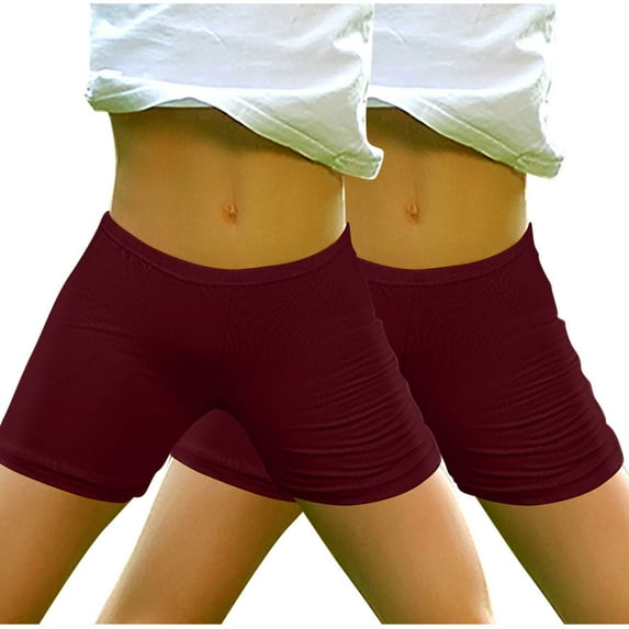 AJTQTH 2-Pack Summer Shorts for Girls Solid Color Breathable Comfy Short Pants Elastic-Waisted Casual Strectchy Slim Shorts for Sport Home Outdoor Occasions with Appliques 4-5 Years