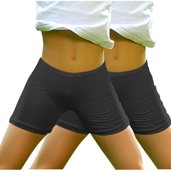 AJTQTH 2-Pack Summer Shorts for Girls Solid Color Breathable Comfy Short Pants Elastic-Waisted Casual Strectchy Slim Shorts for Sport Home Outdoor Occasions with Appliques 4-5 Years