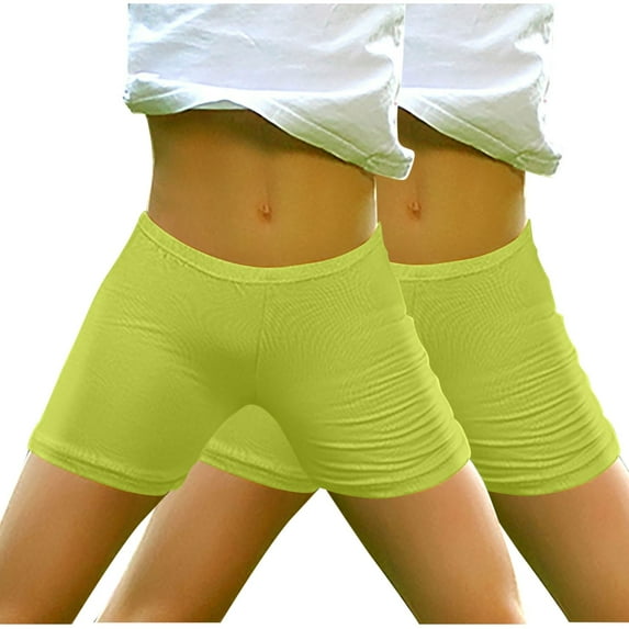 AJTQTH 2-Pack Summer Shorts for Girls Solid Color Breathable Comfy Short Pants Elastic-Waisted Casual Strectchy Slim Shorts for Sport Home Outdoor Occasions with Appliques 4-5 Years