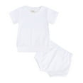 thumbnail image 1 of AJTQTH 2PC Set for Baby Summer Cotton Rib-knitted Crewneck Short-Sleeved Solid Tees Tops Tshirts Shirts Blouses+Elastic-Waisted Shorts Unisex Homewear Sleepwear White 12 Months, 1 of 2