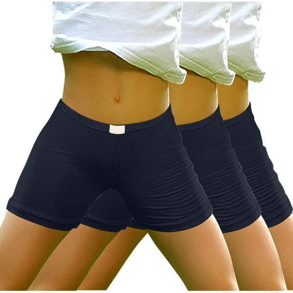 AJTQTH 3-Pack Summer Shorts for Girls Solid Color Breathable Comfy Short Pants Elastic-Waisted Casual Strectchy Slim Shorts for Sport Home Outdoor Occasions with Appliques 12-14 Years