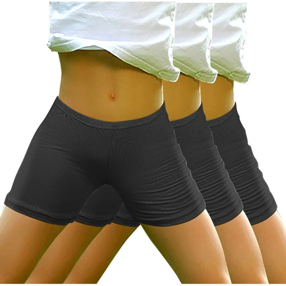 AJTQTH 3-Pack Summer Shorts for Girls Solid Color Breathable Comfy Short Pants Elastic-Waisted Casual Strectchy Slim Shorts for Sport Home Outdoor Occasions with Appliques 10-12 Years