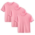 thumbnail image 1 of AJTQTH 3-Pack T-hirts for Girls Boys Kids Cute Solid Color Tshirts Round Neck Short Sleeve Cotton Tees Breathable Summer Casual Tops Pink 2 Years, 1 of 6