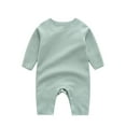 thumbnail image 1 of AJTQTH Baby Cotton Comfy Base Layer Rompers Infant Toddler Solid Color Crewneck Long-Sleeved Full Length Jumpsuit Onesie Underwear Clothes Outfits Green 3 Months, 1 of 6