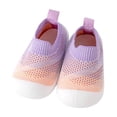 thumbnail image 1 of AJTQTH Baby Indoor Shoes Knitting Mesh Breathable Floor Shoes Boys Girls Toddler Thick Soled Non-slip Sweat Absorbent Slip-On Gradient Printed Shoes Purple 19, 1 of 4