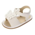 thumbnail image 1 of AJTQTH Baby Shoes Faux Leather Open-Toe Adjustable Straped with Butterfly Appliques Beach Slippers Summer Cozy Comfortable Soft Soled Slip-Resistant Sandals White Size 11, 1 of 1