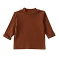thumbnail image 1 of AJTQTH Baby Stylish Tees Summer Cotton Breathable Tops Mock Neck Solid Color Long-Sleeved Rolled-Cuff Tshirts Blouses Shirts Casual Clothes Lightweight Outfits Brown 3 Months, 1 of 3