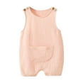 thumbnail image 1 of AJTQTH Baby Summer Boys Girls Onesie Sleeveless Crewneck Tank Top Bib Short Pants Solid Color Romper for Newborn Toddler Casual Climbing Walking Pink 6 Months, 1 of 3