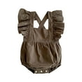 thumbnail image 1 of AJTQTH Baby Summer Cotton Rompers Infant Cotton Flutter Sleeve Square Neck Back Crossover Jumpsuit Solid Color Bodysuit Summer Casual Comfortable Fit Onesie Green 6 Months, 1 of 7