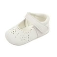 thumbnail image 1 of AJTQTH Baby Walking Shoes Ruffles Trim Hollowed Out Breathable Shoes Closed Toe Velcro Straps Sneakers Soft Soled Non-Slip Shoes Faux Leather Sandals White 11, 1 of 8