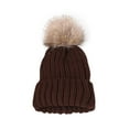 thumbnail image 1 of AJTQTH Beanie for Kids Girls Boys Solid Colort Cute Knitting Cotton Hat with Cute Pompom Todder Baby Winter Fall Warm Clothes Coffee Free Size, 1 of 3