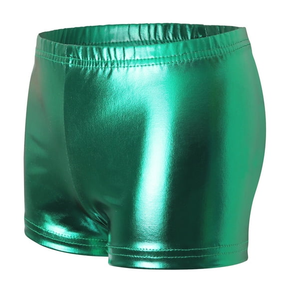 AJTQTH Boys Girls Glossy Shorts Kids Summer Solid Color Dance Pants High-Waisted Elastic Breathable Short Pants Training Trunks Army Green 5 Years
