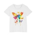 thumbnail image 1 of AJTQTH Boys Girls Tshirts Kids Unisex Cute Colorful Butterfly Graphic Tees Short-Sleeved Tops Round Neck Shirts Summer Cotton Comfy Lightweight Loose Blouses Outfits White 5 Years, 1 of 5