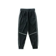 AJTQTH Boys Joggers Elastic-Waisted Stylish Solid Color Novelty Sweatpants Ice Silk Breathable Soft Wide-Leg Loose Sport Pants Black 10 Years