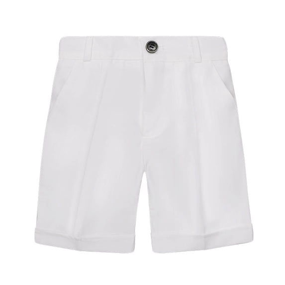 AJTQTH Boys School Suit Shorts for Toddler Kids Big Boys Stylish Plaid and Solid Color Board Shorts Button-Waisted Straight-Leg Strectchy Short Pants White 2-3 Years