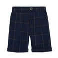 thumbnail image 1 of AJTQTH Boys School Suit Shorts for Toddler Kids Big Boys Stylish Plaid and Solid Color Board Shorts Button-Waisted Straight-Leg Strectchy Short Pants Dark Blue 2-3 Years, 1 of 2