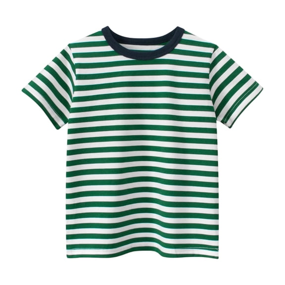 AJTQTH Boys Striped Short Sleeve T Shirts Cute Summer Crew Neck Cute Loose Fit Tshirts Tops Trendy Cotton Casual Sport Funny Tees Outfits B-Mint Green 5-6 Years