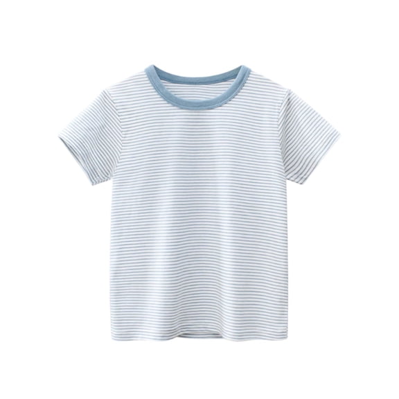 AJTQTH Boys Striped Short Sleeve T Shirts Cute Summer Crew Neck Cute Loose Fit Tshirts Tops Trendy Cotton Casual Sport Funny Tees Outfits C-Blue 2-3 Years