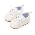 thumbnail image 1 of AJTQTH Breathable Sneakers for Kids Toddler Boys Girls Summer Lace-Up Comfortable Solid Color Walking Shoes Baby Slip-Resistant High Top Running Shoes White 6 Months, 1 of 1