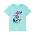 thumbnail image 1 of AJTQTH Butterfly Print Novelty Tshirts for Boys Girls Kids Unisex Short-Sleeved Tops Summer Casual Soft Outfits Round Neck Shirts Cotton Cute Tees Blouses Blue 7 Years, 1 of 5
