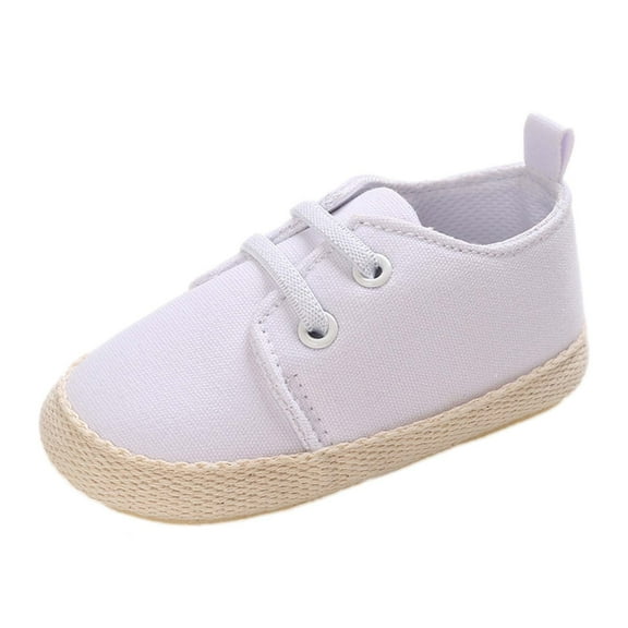 AJTQTH Canvas Shoes for Baby Toddler Boys Girls Unisex Casual Laced Slip On Shoes Thicken Soled Anti-Slip Sneakers Lightweight Summer Walking Shoes for Prewalkers White 6-9Months