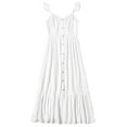 thumbnail image 1 of AJTQTH Casual Sundress for Girls Ruffles Halter Round Neck Tunic Long Dress Button Down Sleeveless Maxi Dress Flowy Summer Cotton Dress White 3 Months, 1 of 7