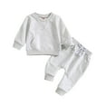 AJTQTH Clothes Set for Kids Toddler Newborn Solid Color Outfits Round