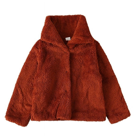 AJTQTH Coat for Kids Winter and Fall Thicken Push Jacket Turn Down Collar Long Sleeve Warm Outerwear with Zipper Toddler Boys Girls Unisex Solid Color Outfits Wine 18-24 Months