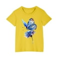 thumbnail image 1 of AJTQTH Cute Butterfly Print Tshirts for Kids Boys Girls Summer Cotton Relaxed Fit Outfits Clothes Short Sleeve Tees Round Neck Tops Shirts Blouses Yellow 5 Years, 1 of 5