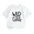 thumbnail image 1 of AJTQTH Cute Girls Tees Letter Print Summer Casual Tshirts Short-Sleeved Round Neck Tops Shirts Blouses Lightweight Comfy Clothes Outfits White 4 Years, 1 of 6