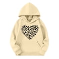 thumbnail image 1 of AJTQTH Cute Heart Pattern Print Hooded Sweatshirts for Kids Boys Girls Casual Spring Long Sleeve Hoodie Outwear Coat Trendy Comfy Pullover Tops with Pockets Beige 9-10 Years, 1 of 5