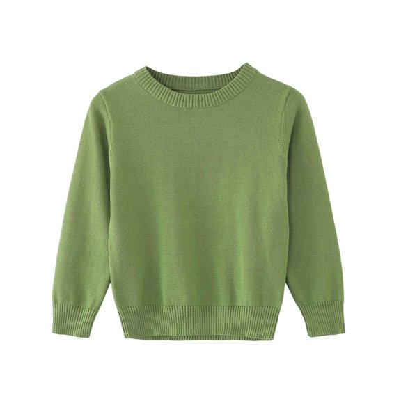 AJTQTH Cute Kids Girls Fall Winter SweaterS Lightweight Casual Long Sleeve Crewneck Cable Knit Pullover Jumper Tops Loose Fit Soft Sweater Green 18-24 Months