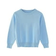 thumbnail image 1 of AJTQTH Cute Kids Girls Fall Winter SweaterS Lightweight Casual Long Sleeve Crewneck Cable Knit Pullover Jumper Tops Loose Fit Soft Sweater Light blue 4-5 Years, 1 of 4