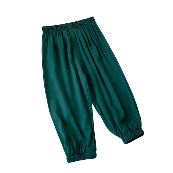 AJTQTH Cute Solid Trousers for Girls Toddler Boys Unisex Wide-Leg Loose Fit Elastic Waist Pants Joggers Sweatpants with Pockets Summer Casual Cotton Comfy Outfits Army Green 140