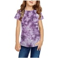 thumbnail image 1 of AJTQTH Cute Summer Tops for Kids Boys Girls Casual Short Sleeve Tie Dye Gradient Print Crew Neck Basic Tees Shirt Loose Fit Soft Cotton T-Shirts Purple 7-8 Years, 1 of 5