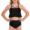 thumbnail image 1 of AJTQTH Cute Swimsuits for Teen Girls Bikini 2 Piece Swimsuit Ruffle Swim Suit Cutout Beach Swimwear Bathing Suits for Teens C-Black 9-10 Years, 1 of 7