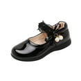 thumbnail image 1 of AJTQTH Girl Faux Leather Shoes Pearls Pendant Slip On Princess Shoes Lace Bows Thick Soled Shoes Cute Mary Jane Shoes Dress Shoes Black 26, 1 of 6