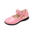 thumbnail image 1 of AJTQTH Girl Faux Leather Shoes Pearls Pendant Slip On Princess Shoes Lace Bows Thick Soled Shoes Cute Mary Jane Shoes Dress Shoes Pink 27, 1 of 9