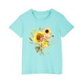 thumbnail image 1 of AJTQTH Girls Boys Cotton Tshirts Cute Sunflower Print Tees Kids Short Sleeve Round Neck Tops Kids Unisex Shirts Blouses Summer Loose Fit Clothes Outfits Blue 4 Years, 1 of 5