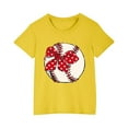 thumbnail image 1 of AJTQTH Girls Boys Tshirts Kids Summer Casual Lightweight Cotton Comfy Outfits Baseball Print Novelty Tees Short Sleeve Round Neck Tops Shirts Blouses Yellow 7 Years, 1 of 5