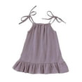thumbnail image 1 of AJTQTH Girls Camisole Bowties Halter Sleeveless Cotton Linen Solid Cami Tops Ruffles Hem Cute Summer Clothes Purple 5 Years, 1 of 1