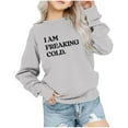 thumbnail image 1 of AJTQTH Girls Casual Winter Tops Cute Letter Printed Sweaters Toddler Kids Round Neck Long-Sleeved Casual Pullover for Winter Fall School Gray 5-6 Years, 1 of 6