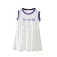 thumbnail image 1 of AJTQTH Girls Cute Sundress Round Neck Sleeveless Flowy Cotton Gowns Frocks Kids Toddler Baby Cute Letter Printed Summer Casual Outfits for Beach Holiday Party Birthday White 1 Years, 1 of 5