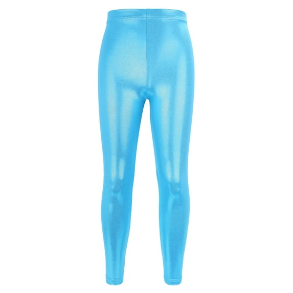 AJTQTH Girls Leggings Cute Solid Color Strectchy Slim Fit Pants Breathable Trousers Long Pants for Yoga Dance Performance Fitness Blue 6-7 Years