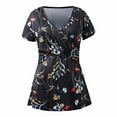 thumbnail image 1 of AJTQTH Girls Nursing Tops Stylish Floral Printed Round Neck Short Sleeve Tees Tunic Slim Fit Blouses Summer Casual Maternity C Black M, 1 of 7