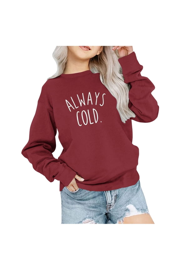 Girls Pullovers Stylish Alphabet Graphic Long Sleeve Round Neck Tops Toddler Kids Comfy Loose Fit Winter and Fall Warm Sweaters Red 9-10 Years
